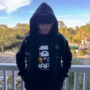 New Aape A Bathing Ape Black Zip-up Hoodie. Jacket. Large. Japan